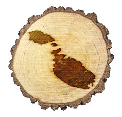 Slice of wood (shape of Malta branded onto) .(series)