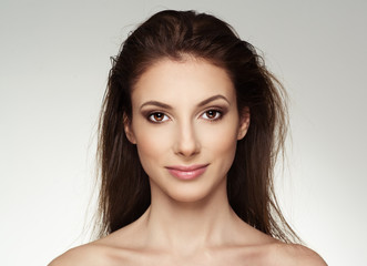 Portrait of attractive Caucasian female with wet long hair