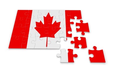 Europe. 3D. Canada Flag Puzzle