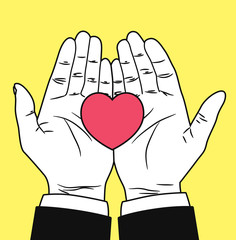 vintage hand giving heart symbol