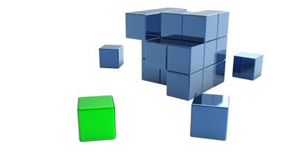 3D. Cube, Three-dimensional Shape, Block.
