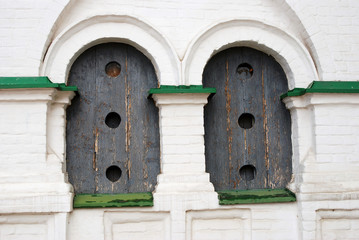 Old church windows. Kremlin in Nizhny Novgorod, Russia.