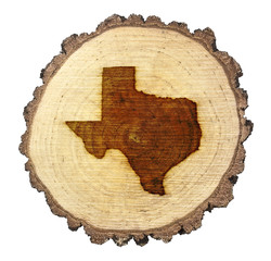 Slice of wood (shape of Texas branded onto) .(series)
