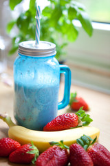 Healthy organic food. Strawberry fruit drink smoothie