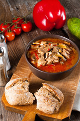 Goulash soup with paprika.
