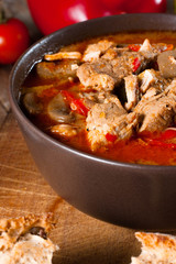 Goulash soup with paprika.