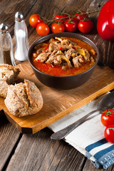 Goulash soup with paprika.