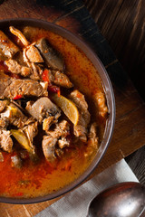 Goulash soup with paprika.