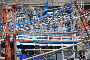 Fototapeta na wymiar Takelage eines Fischerbootes