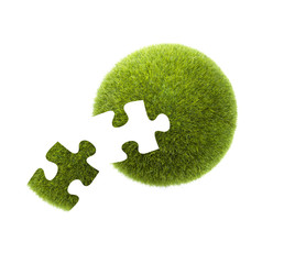 Puzzleteil in Graskugel