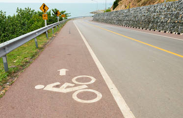 Bicycle lane bicycle path and coastal road