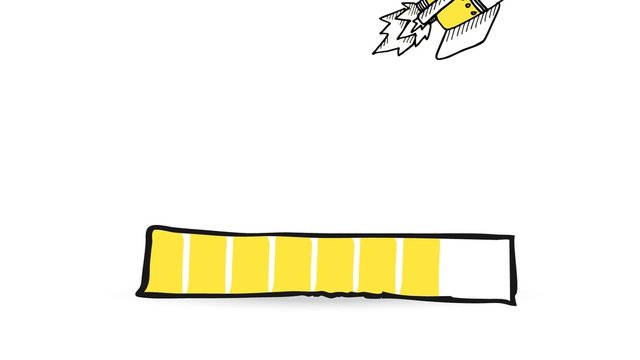 Loading status bar graphic animation with a doodle space shuttle