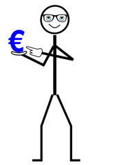 Strichmännchen zeigt auf Euro