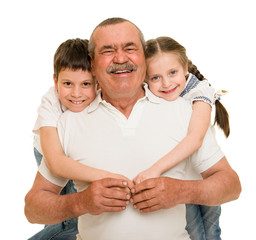 Grandfather and grandchildren portrait