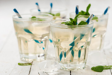 Ice green tea with mint