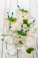 Ice green tea with mint