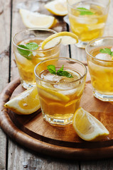 Ice tea with lemon and mint