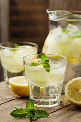 Fresh water with lemon, mint and cucumber