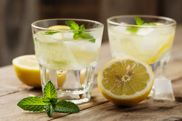 Fresh water with lemon, mint and cucumber