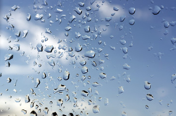 Water drops on a window glass