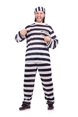 Prison inmate isolated on the white background
