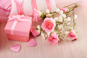 Handmade gift on Valentine Day, close-up