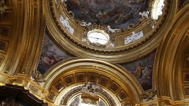 Madrid. Spain. Beautiful ceiling of the Royal Palace