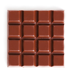 Black chocolate bar isolated on white