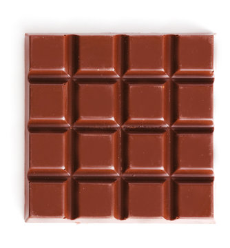 Black chocolate bar isolated on white