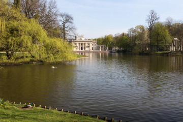 Lazienki (Bath) Royal Park.Palace on the water