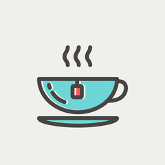 Hot tea in a cup thin line icon