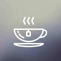Hot tea in a cup thin line icon