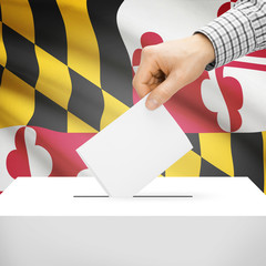 Ballot box with US state flag on background - Maryland