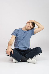 Athlete flexing muscles of the neck