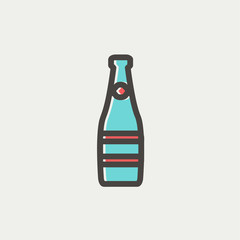 Champagne bottle thin line icon