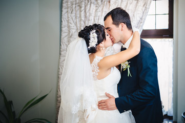 Wedding dance of charming bride and groom on their wedding