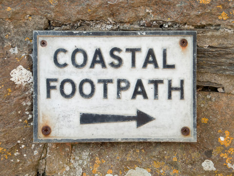 Coastal footpath sign in Port Quin in Cornwall
