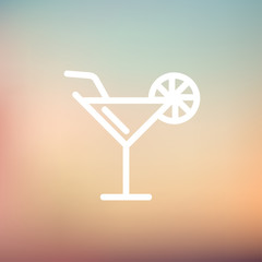 Margarita drink with lemon thin line icon