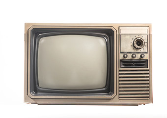 The old TV on the isolated white background