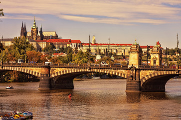 Fototapeta na wymiar View of the Hradcany (Prague), Cathedral of St. Vitus.