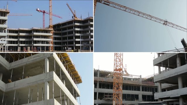montage - Building construction - sunny - blue sky