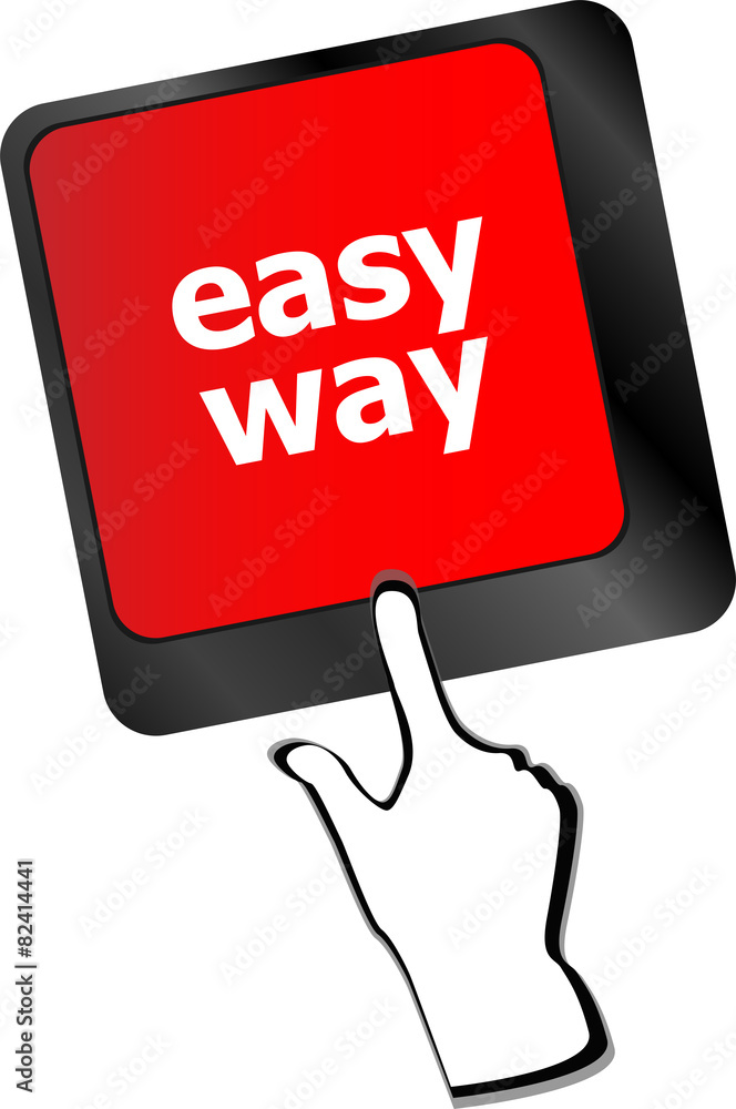 Poster easy way button on the keyboard close-up vector