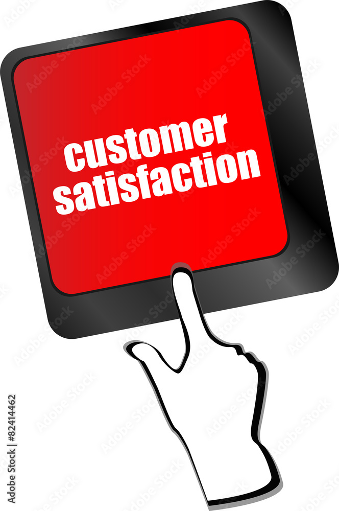 Poster customer satisfaction key word on computer keyboard vector