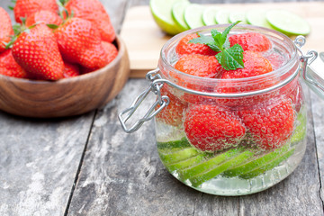 homemade fruit drink with strawberry