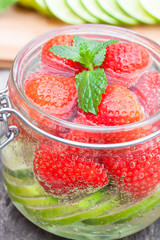 homemade fruit drink with strawberry