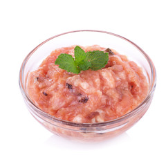 raw minced pork with seaweed