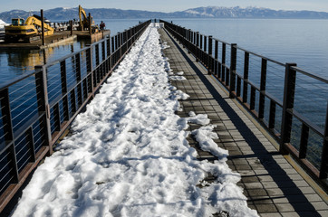 Pier with snow