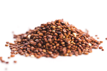 Pile of quinoa grain on a white background