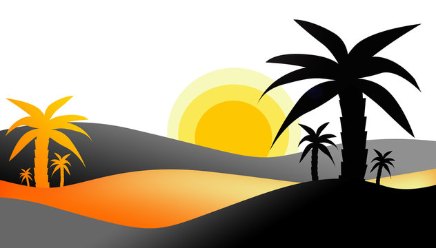 Sunset in desert