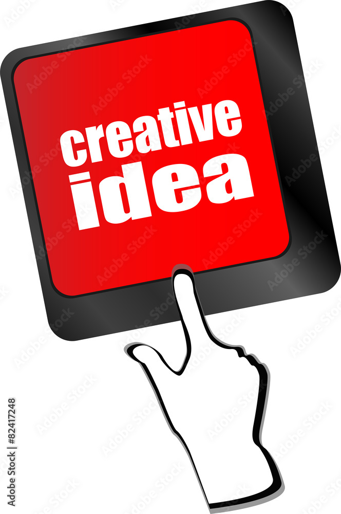 Aufkleber creative idea on computer keyboard key button vector